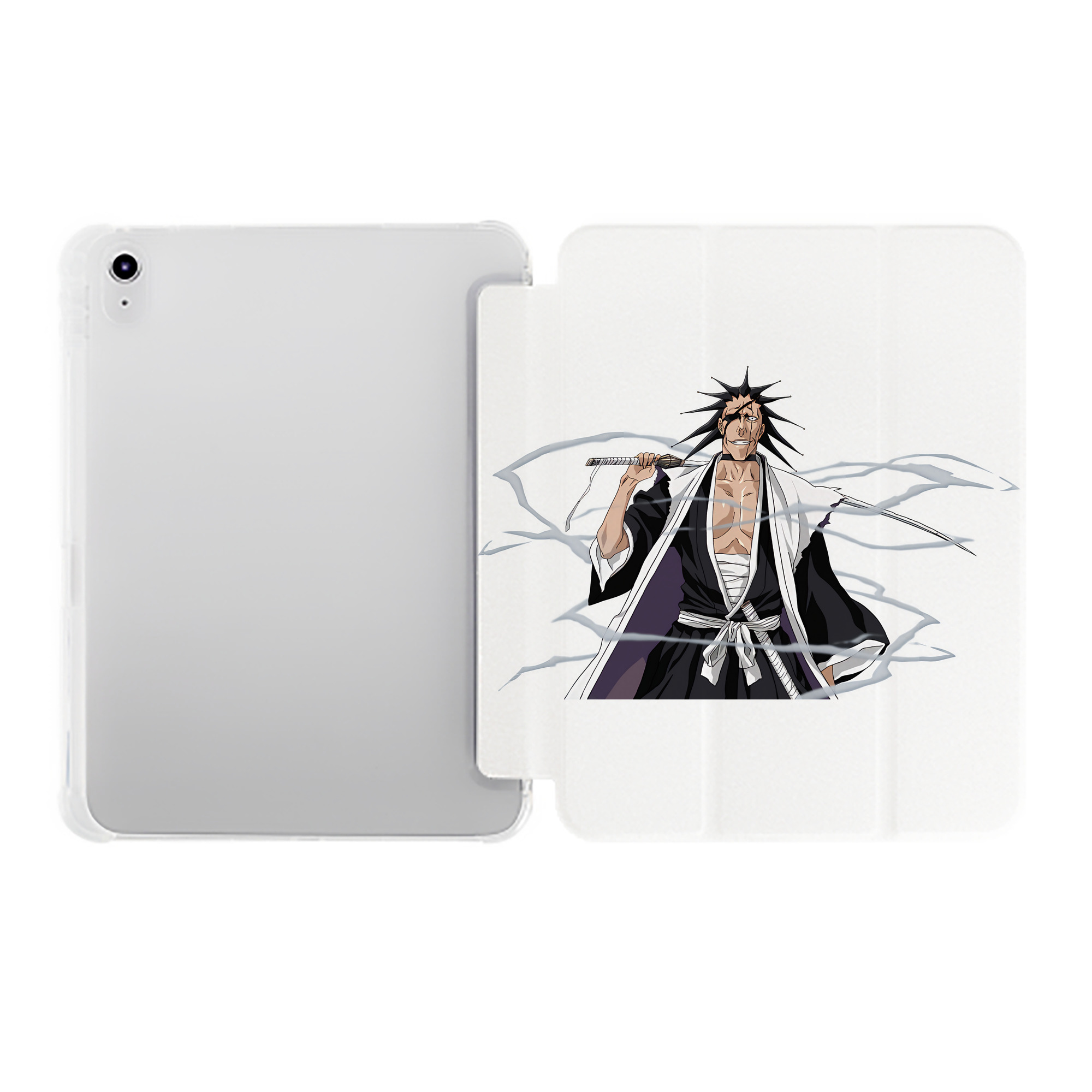 （画像用） ブリーチ ざらき けんぱち BLEACH Zaraki Kenpachi IPad ケース ペン収納付き 三つ折りスタンド PUレザー×シリコン 対応機種9.5/10.5/10.9インチ